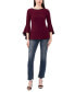 ფოტო #6 პროდუქტის Petite Contrast-Trim Bell-Sleeve Top