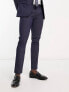 New Look – Strukturierte Anzughose mit engem Schnitt in Marineblau