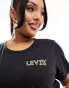 Levi's Plus perfect t-shirt with small leopard print logo in black Черный, 2X - 2XL - фото #2