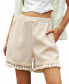 ფოტო #1 პროდუქტის Women's Elastic Waist Tassel Hem Shorts