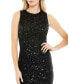 ფოტო #3 პროდუქტის Women's Sequined High Neck Sleeveless Flared Dress