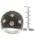 Suzy Levian Sterling Silver Cubic Zirconia Black and Pink Pave Oversized Dome Ring