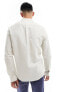 ASOS DESIGN smart linen shirt with mandarin collar in ecru