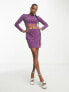 Фото #4 товара Pieces Petite tie side mini skirt in purple glitter