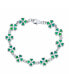 ფოტო #1 პროდუქტის Created Synthetic Opal Inlay Green Shamrock Irish Lucky Clover Leaf Heart Shaped Link Charm Bracelet For Women Sterling Silver