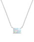 ფოტო #1 პროდუქტის Lab-Grown Opal Rectangle Cut Solitaire 18" Pendant Necklace (1 ct. t.w.)