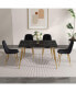 Фото #9 товара Minimalist Black Marble Dining Table with Gold Legs