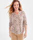 Фото #1 товара Women's Cotton Henley Long-Sleeve Top, Created for Macy's