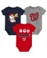 ფოტო #1 პროდუქტის Unisex Infant Red and Navy and Gray Washington Nationals Born To Win 3-Pack Bodysuit Set