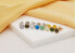 Silver stud earrings with pink synthetic opals EA579WP