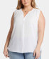 ფოტო #4 პროდუქტის Plus Size Sleeveless Pintuck Blouse