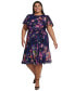 Фото #1 товара Plus Size Printed Godet Midi Dress