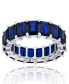 Lab Grown Blue Spinel Emerald Cut Eternity Band in Rhodium Plated Sterling Silver