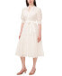 Фото #3 товара Women's Cotton Eyelet Short Puff Sleeve Midi Dress