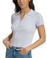 Фото #3 товара Women's Ribbed Short-Sleeve Polo Shirt