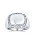 Cubic Zirconia Square CZ Micro Pave Square Shaped Halo Signet Ring For Men .925 Sterling Silver