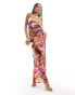 Фото #1 товара ASOS DESIGN double strap maxi dress with hook and eye split in blurred print