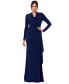 ფოტო #1 პროდუქტის Women's Cowlneck Draped Long-Sleeve Gown