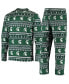 ფოტო #2 პროდუქტის Men's Green Michigan State Spartans Ugly Sweater Knit Long Sleeve Top and Pant Set