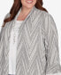 ფოტო #5 პროდუქტის Plus Size Worth Avenue Women's Chevron Two In One Top With Necklace