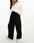 ASOS DESIGN Petite tailored wide leg dad trouser in black