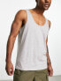 ASOS DESIGN 3 pack vest with scoop neck in grey marl, navy and white