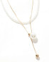 ALDO pearl lariat necklace in gold