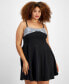 Фото #4 товара Trendy Plus Size Sequined Knot-Front Fit & Flare Dress