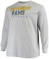 Фото #3 товара Men's Big and Tall Heathered Gray Los Angeles Rams Practice Long Sleeve T-shirt