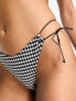 ASOS DESIGN mix and match seersucker tie detail high leg hipster bikini bottom in mono gingham