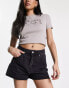 Фото #4 товара Urban Revivo high waist denim shorts with raw hem in black