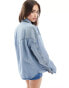 Mango western style denim shirt in light blue