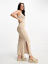 Фото #4 товара Stradivarius one shoulder crochet knitted maxi dress in natural