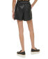 Women's Faux-Leather Pleated Logo-Belt Shorts