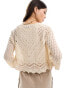 Фото #4 товара JDY 3/4 sleeve crop broderie cardigan in cream