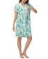 Women's Printed Notch Collar Short Sleeve with Ruffle Sleepshirt Nightgown