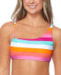 ფოტო #3 პროდუქტის Juniors' Shine On Striped Asymmetric Bikini Top