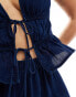 Фото #2 товара Mango tie front co-ord waistcoat in dark blue