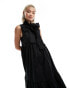 Sister Jane Peggy sleeveless bow midi dress in black