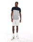 French Connection block piping t-shirt in navy & light grey melange