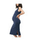 Maternity Layered Knit Sleeveless Nursing Dress Ink