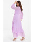 Фото #2 товара Women's Chiffon Frill Detail Long Sleeve Midi Dress