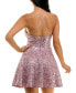 ფოტო #2 პროდუქტის Juniors' Sequined Lace Fit & Flare Dress