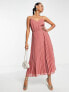 Фото #4 товара ASOS DESIGN pleated cami midi dress with drawstring waist in dark pink