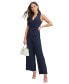 ფოტო #1 პროდუქტის Women's Surplice-Neck Sleeveless Tie-Waist Jumpsuit