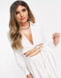 Фото #3 товара ASOS DESIGN linen skater mini shirt dress with open tie waist in white