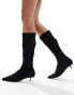 Фото #4 товара ASOS DESIGN Certain extreme mini kitten heel sock knee boots in black