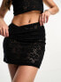 Pieces Tall exclusive crochet mini skirt co-ord in black