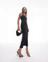 Topshop super soft shaping one shoulder slip dress in black