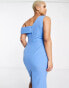 Фото #8 товара Lavish Alice Plus asymmetric off shoulder midi dress in blue